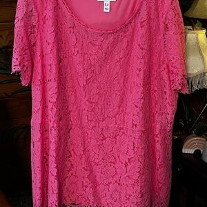 3x Isaac Mizrahi Vibrant Pink Lace Blouse